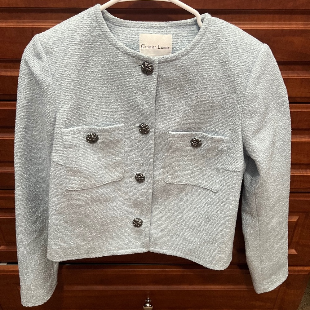Christian LaCroix light blue tweed blazer
